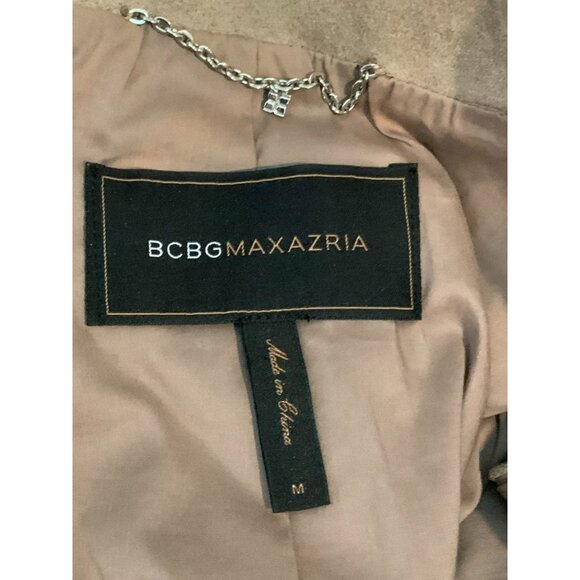 BCBG Max Azria Khaki Brown Faux Suede Asymmetrical Button-Up Vest, Size M - Picture 7 of 9